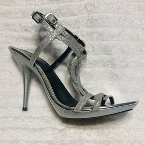 Michael antonio silver/ Glitter Braided Comfy Stilatto Heels. Size 9